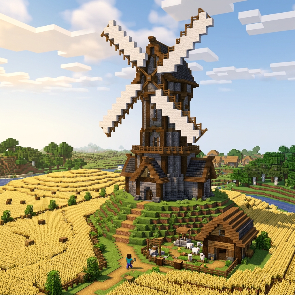 How to Build an Epic Medieval Windmill in Minecraft: Aesthetic & Auto-Farm Guide